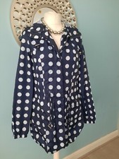 George Ladies polka dot Navy parka raincoat lightweight size 8 36 UK waterproof 