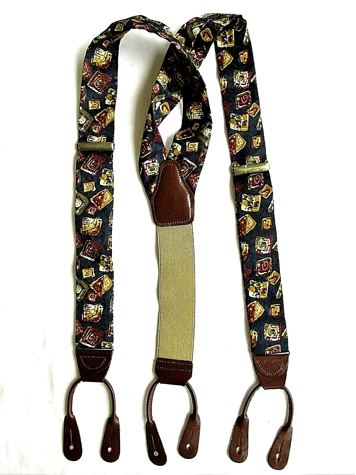 Men's Silk Suspenders (Braces) with Leather Fittings Gem
