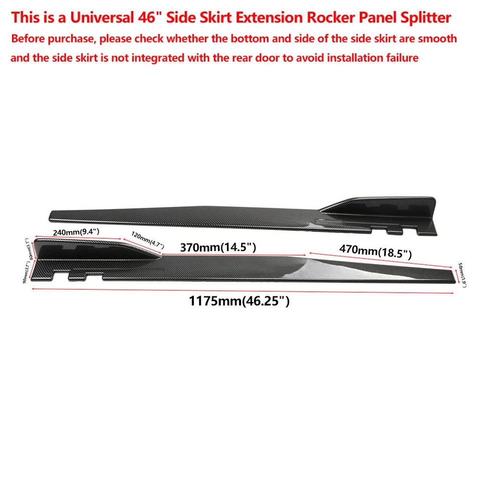 For Audi S3 S4 S5 Side Skirt Extension Rocker Panel Splitter Carbon Fiber Style Foto 3 de 4