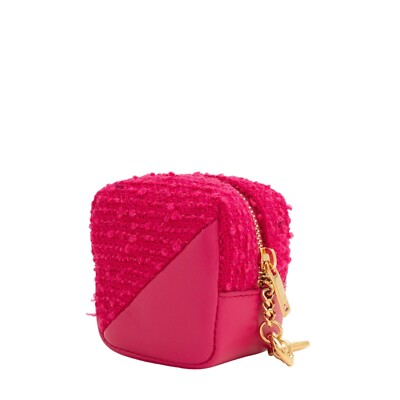 New Saint Laurent Jamie YSL Keyring Cube Magenta Tweed Leather | eBay