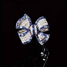 Broche De Lazo Con Diamantes De Imitación – Plata, 4.5x3.5 Cm, Vintage, Para Fiestas, Regalo Para Mujer