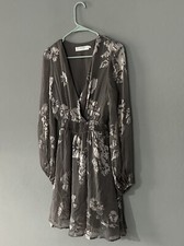 ASTR Small Floral Mushroom ACDR94703 Lightweight Sheer Longsleeve Flounce Dress
