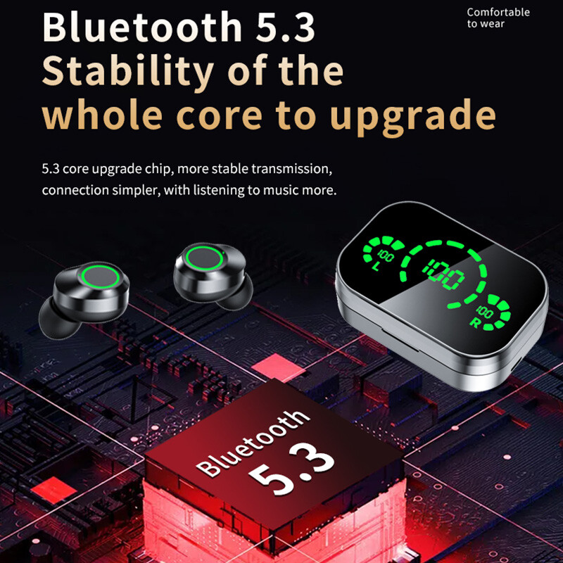 Cuffie Bluetooth wireless TWS con display a LED Cuffie Bluetooth wireless TWS con display a LED