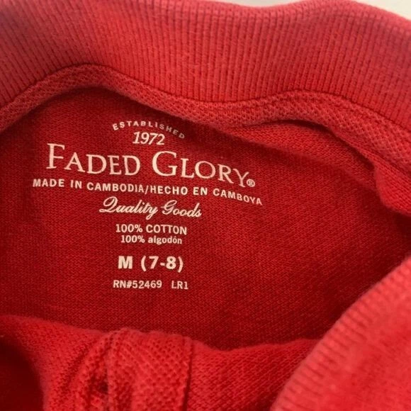 Camisas polo femininas Faded Glory vermelhas e marinhas tamanho M (7-8) 100% algodão conjunto de 2 - Imagem 4 de 4