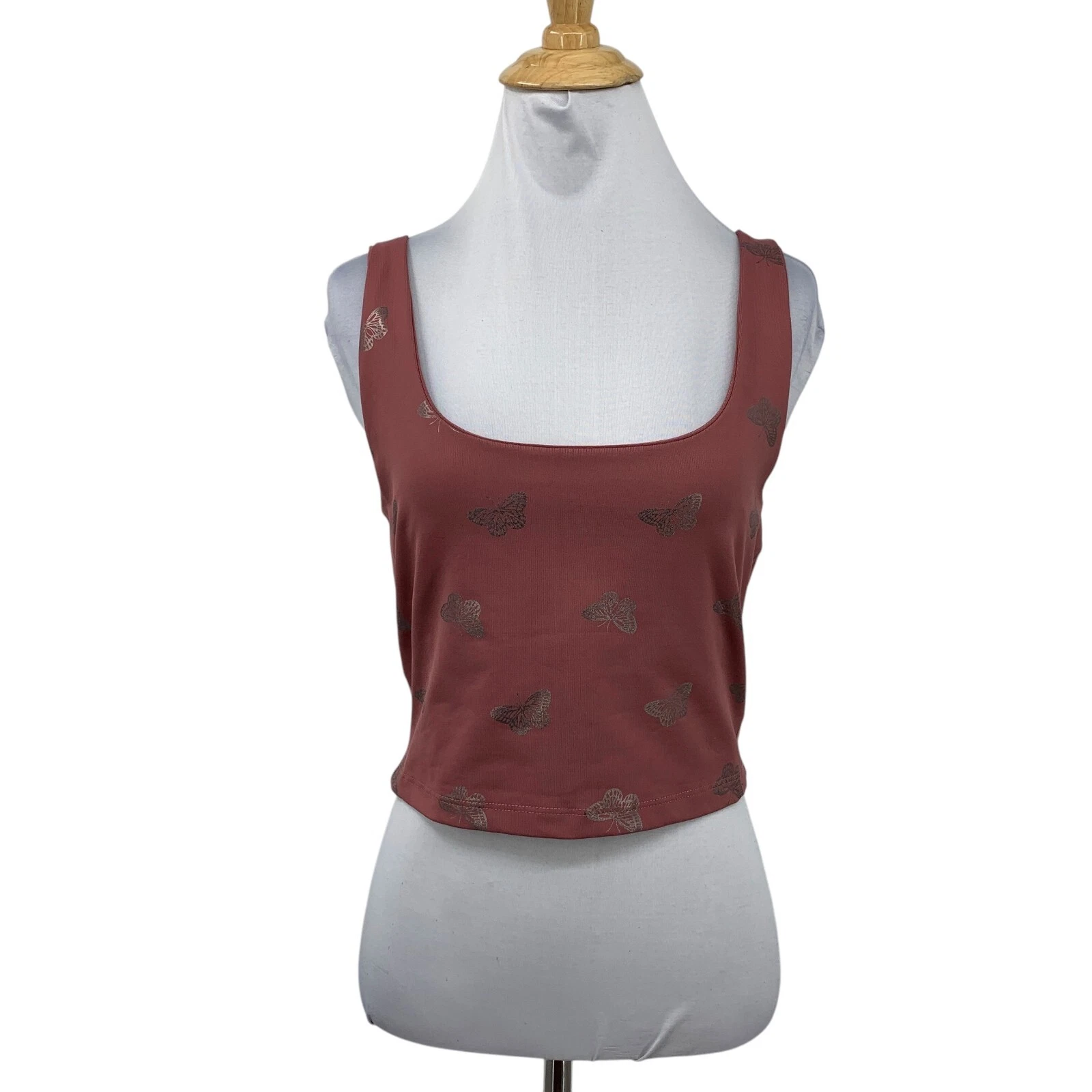 beyond-yoga shelf bra metallic butterfly cropped tank-top