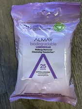 ALMAY 25 Count Biodegradable Longwear Makeup Remover Cleaning Towelettes Wipes