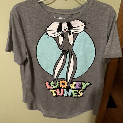 Looney Tunes Upside Down Bugs Bunny Shirt Gray Juniors Size XXL (19)