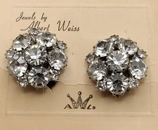Weiss (Albert Weiss) Rhinestone Earrings on Original Card