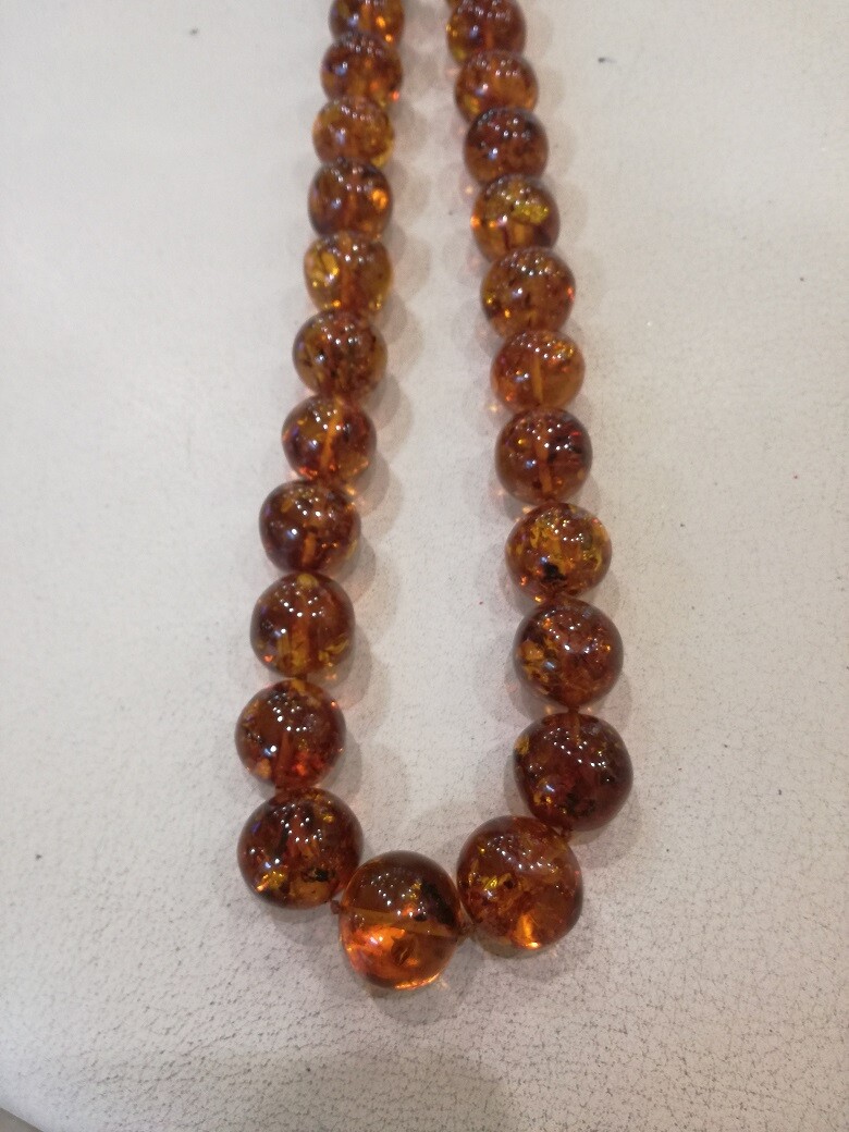 Collana lunga vintage in ambra baltica naturale da 74 cm, 111 g - Ambra