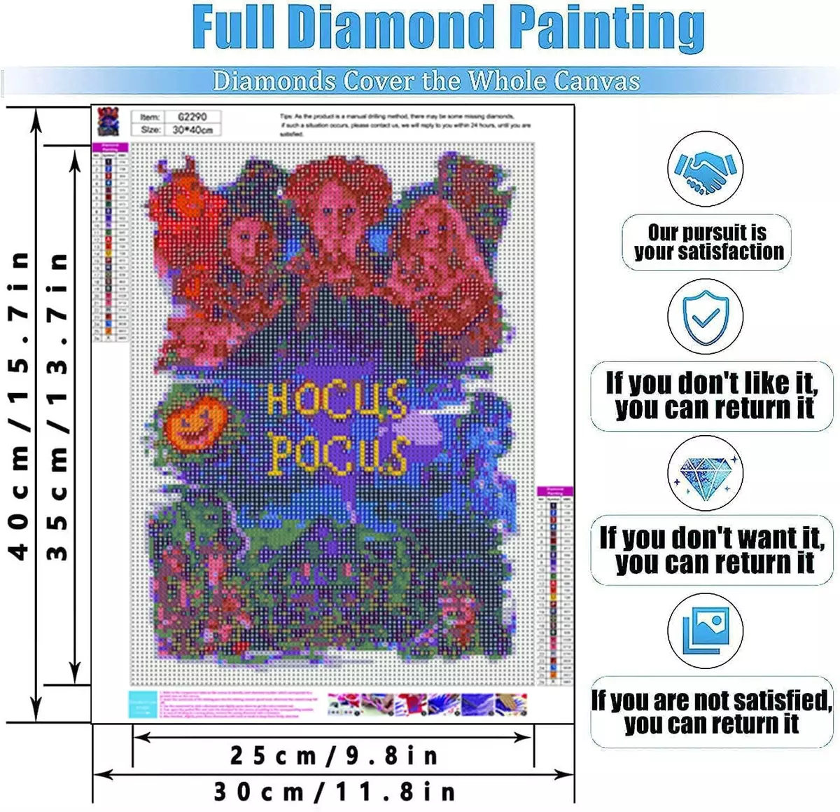 Halloween Diamond Painting Kits for Adults,5D DIY HOCUS POCUS 2