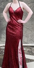 Womens Formal Dress red glitter size 12 long prom style