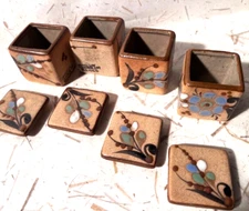 Mexico, Cocotzin Tonala Jai handmade mini ceramic trinket/spice boxes w/lids, VG