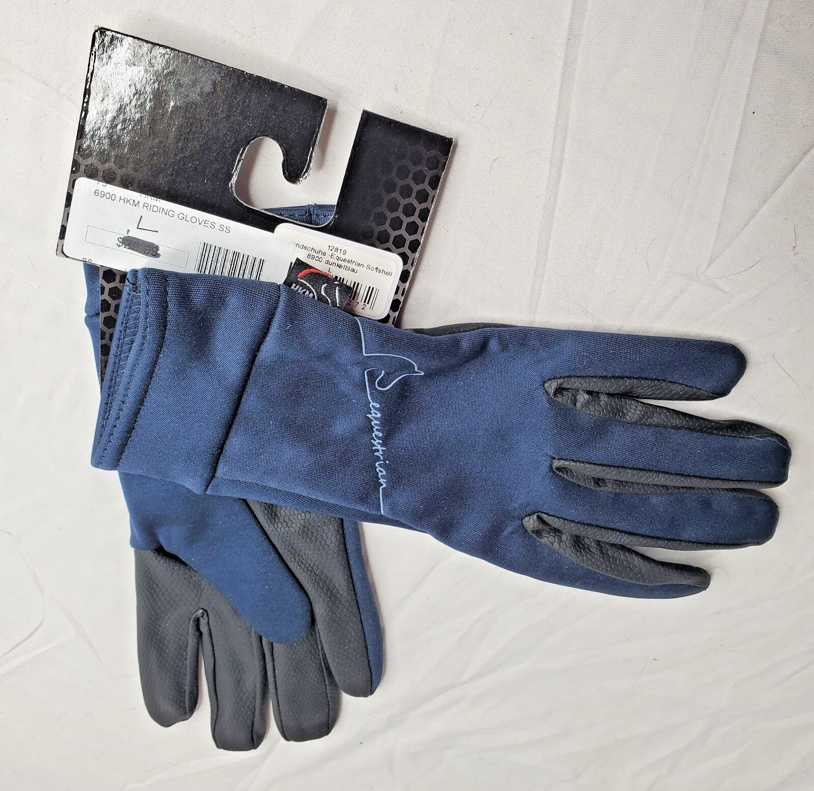 HKM Equine Sports Riding Gloves  - Size Large - Navy blue/black  - brand new