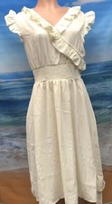 NWT Cupshe Short Dress Ruffle Size Medium White Ivory