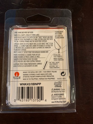 WEEDLESS NEKO fish hooks size 2/0 5 pack New! VMC resin closed eye - Picture 2 of 2