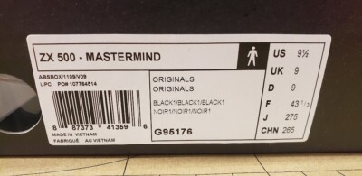 ADIDAS ZX 500 MASTERMIND JAPAN G95176 SIZE 9.5 RARE LIMITED