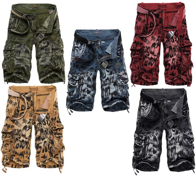 3D Design Mens Cool Vintage Loose Shorts Cargo Military Camo Casual Pants