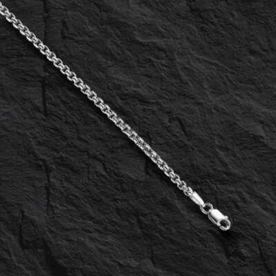 14kt White Gold 18'' ROUND Box Link Pendant Chain/Necklace  1.7 mm 3.5 grams