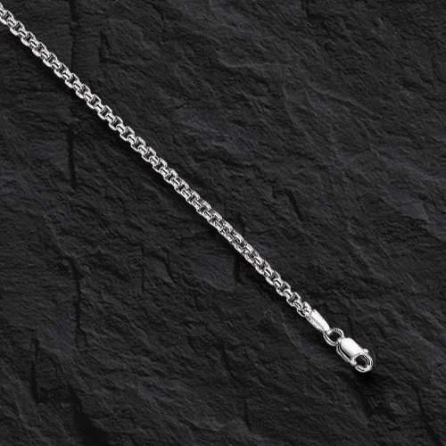 Sterling Silver Round BOX Link Pendant Chain/Necklace 26" 4.4 mm 55 grams