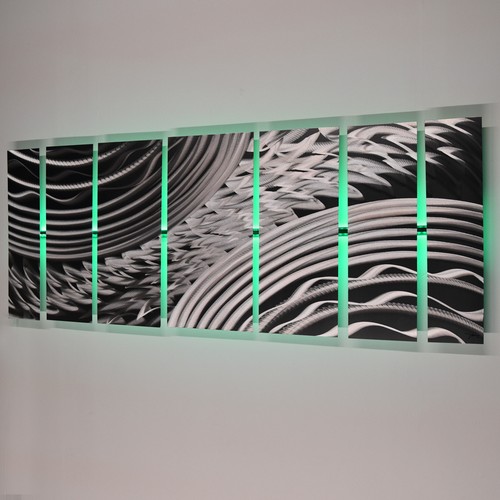 Color Changing LED Modern Abstract Metal Wall Art Sculpture Painting Decor RGB - Picture 5 of 9