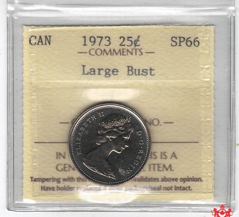 さしす1073 1176 1973 Canada 25 Cents Large Bust - ICCS SP66 - XEZ 926 | eBay