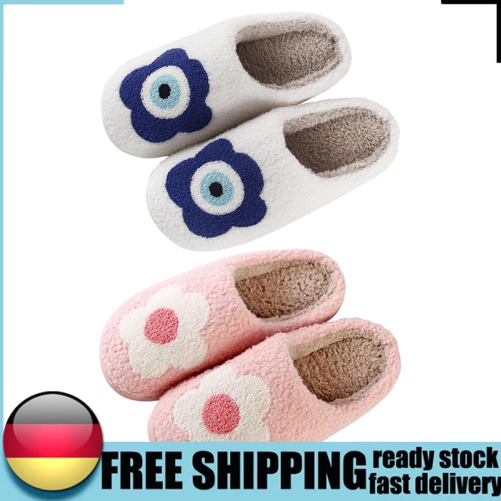 APL Plush Flower Slippers Closed Toe Slippers Fluffy Couple Slippers for Men Women
