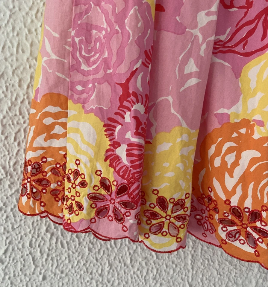 Lilly Pulitzer Ingrid Winner’s Circle floral eyelet hem lined pleated skirt 0 Foto 3 de 4