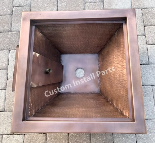 Copper 30 inch Square Builder Series Pool Fire Pit Water Bowl Fountain Waterfall - Picture 4 of 7