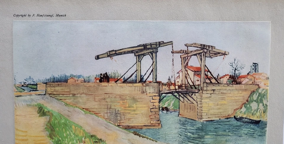 Vincent Van Gogh "El puente levadizo" montado color offset litografía 1936 Foto 2 de 3
