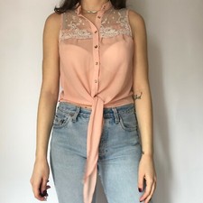 Camicia donna camicetta blusa tshirt  pizzo  Tg S/M