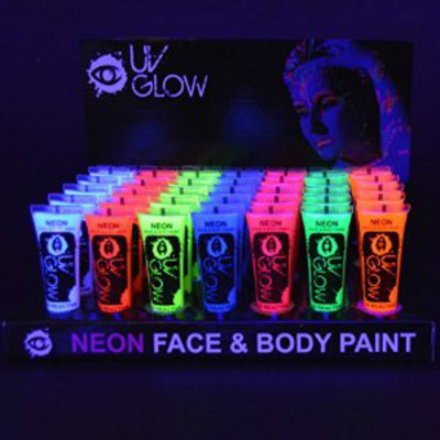 UV Glow Neon Face & BODY PAINT 12ml 7er Set Dekoration Fluo Party Gesichtsfarbe