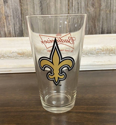 SAINTS / BUDWEISER The Great American Lager Clear Glass Vintage