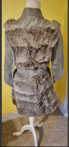 Vintage 60s 70s Leather & Coney Fur Coat Fit Size UK 8-10 - Picture 2 of 14