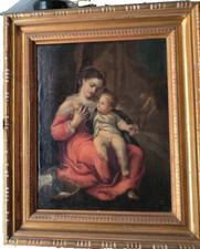 MADONNA della CESTA del CORREGGIO, dipinto a olio/tela, copia d'epoca '600/700