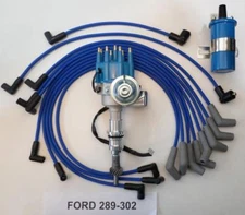 SMALL BLOCK FORD 289-302 BLUE Small HEI Distributor + 45K Coil +SPARK PLUG WIRES