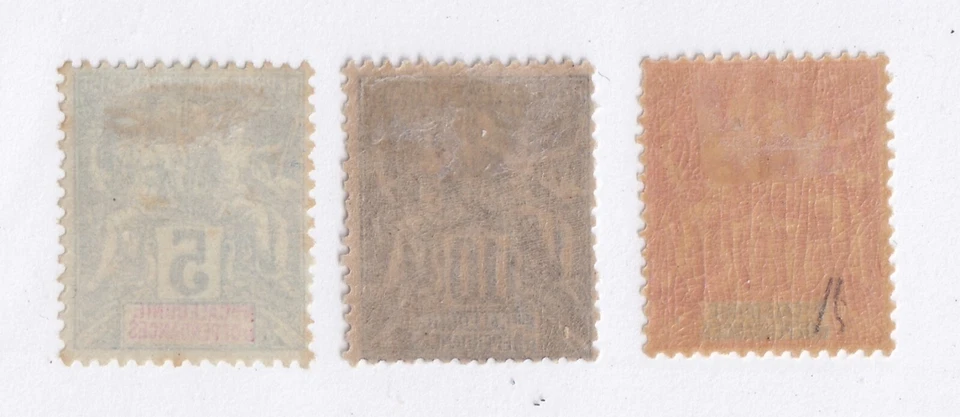 MATT'S STAMPS SCOTT NEW CALEDONIA #43, #45-46 ISSUES OF 1892-1904, MH/MNG CV$22 - Image 2 of 3