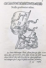 Lettre Hébraïque Thau en 1557 Hébreu Jérusalem Israel Gravure Devises Juif