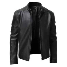 New Men Stylish Black Jacket Leather Handmade Genuine Lambskin Biker Motorcycle