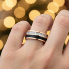 7mm Rose Gold & Black Titanium Spinner Ring – Princess CZ Fidget Wedding Band — photo 7