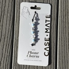 Case-Mate Mini Phone Charm Beaded Blue Silver Stars Pearls NEW