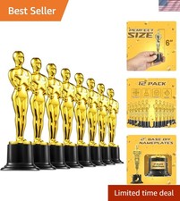 Mini Gold Trophy Awards - Set of 12, 6-Inch Decorative Statues for Celebrations