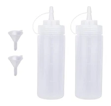 Condiment Squeeze Bottles, 2PCS 12 Ounce Plastic Sauce Bottles with Cap 12oz