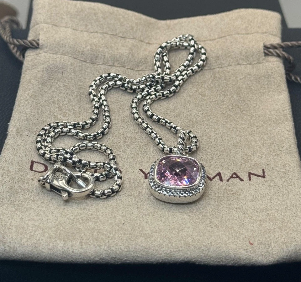 Collar colgante David/Yurman plata esterlina 14 mm Albión cadena turmalina 18 pulgadas Foto 4 de 4