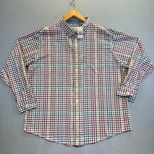 Haggar Men's Stretch Multicolored Check Long Sleeve Button Up Shirt Size XXL NWT