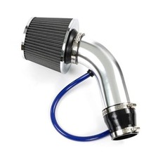 Full Set 3" 76mm Universal Car Cold Air Intake Filter Kit Black Silver