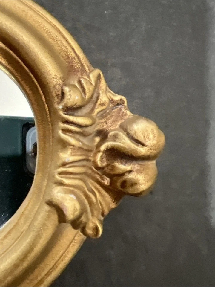 Gold Gilt Ornate Plaster Wall Mirror Rococo Baroque Style Oval Small Vintage - image 4 of 4