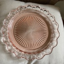 Vintage Pink Depression Glass Lace Edge Servi...