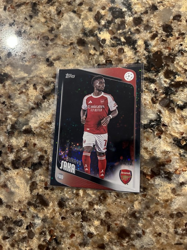 2025/26 Topps UCC Black Speckle Bukayo Saka Base /10 Arsenal England
