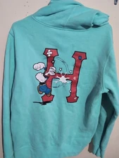 HUF Popeye Logo Pullover Hoodie Mint Green Size Medium