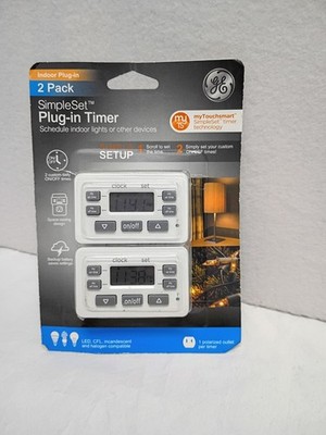 GE myTouchSmart Simple Set Digital Bar Timer 1-Polarized Outlet 2pk: Indoor...